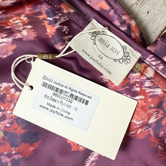 Mia Joy by Joyfolie Kira Dress Girls Size 14 in Plum Floral Satin - Picture 5 of 7